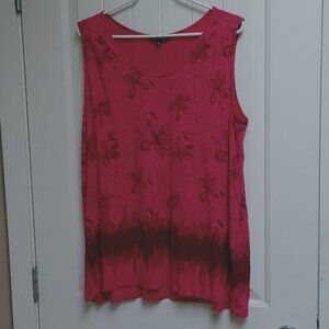 ADDITION ELLE Plus size 2X red and black flower pattern sleeveless tank Shirt